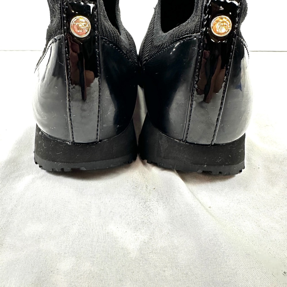 Taryn Rose Cara Knit Rose Embroidered Patent Slip On Sneakers Womens SZ 8 Black - Picture 11 of 16